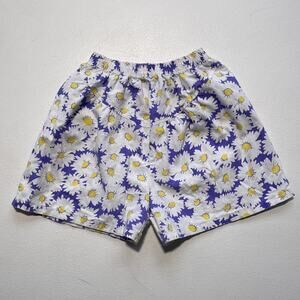 VTG 80’s Kids Purple Floral Elastic Waist Shorts / Sz 12 / 17-18" W Summer Girls